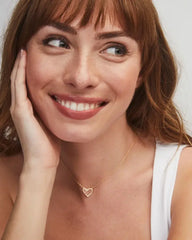 Ari Heart Short Pendant Necklace - Model View