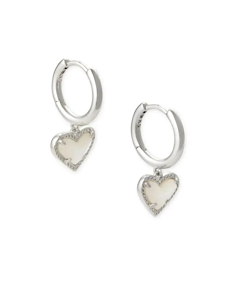 Ari Heart Huggie Earrings Front View