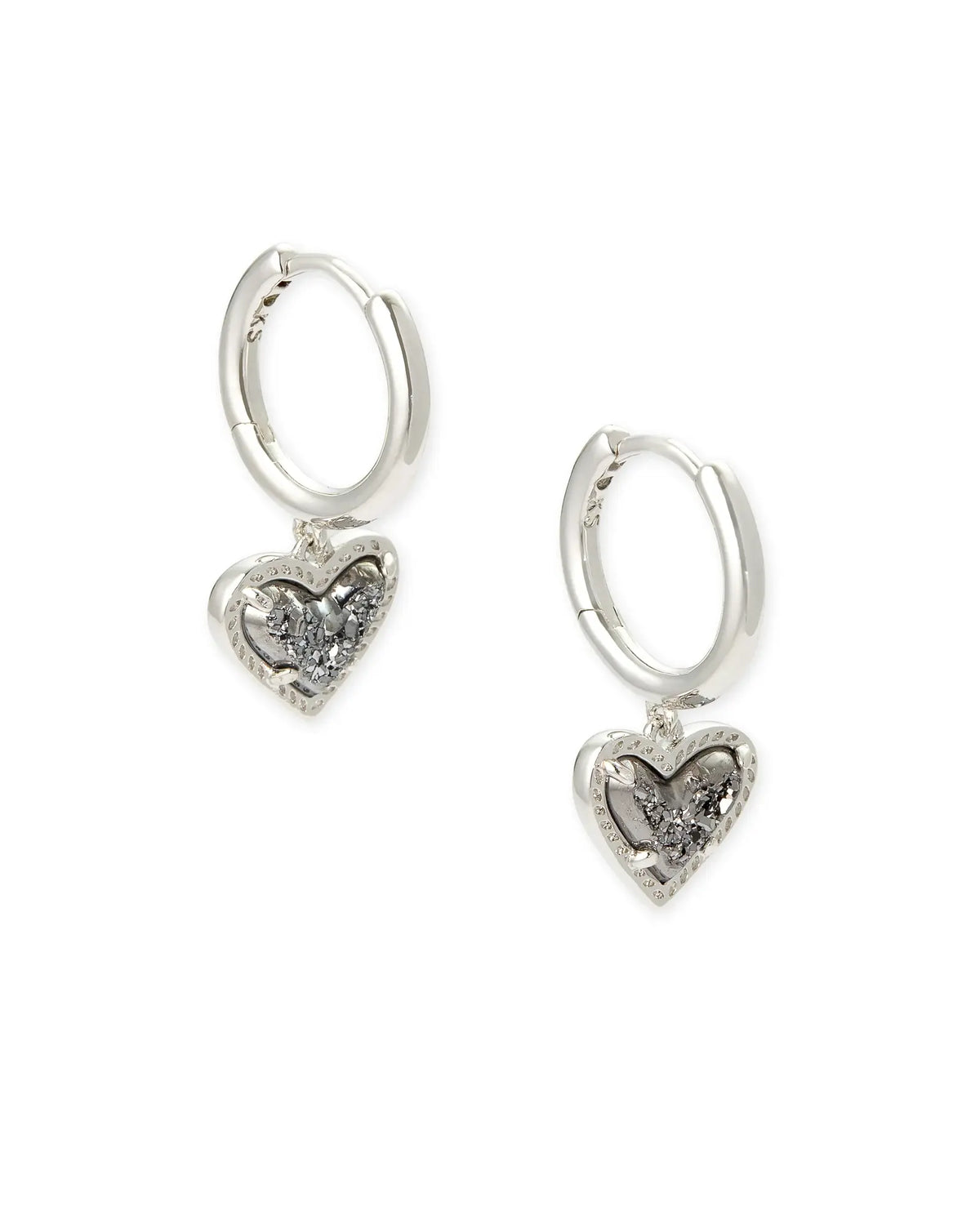 Ari Heart Huggie Earrings - Front View