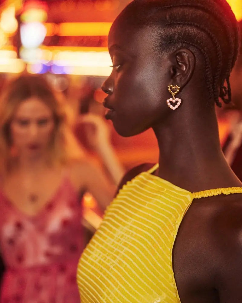 Ashton Heart Drop Earrings - Model View