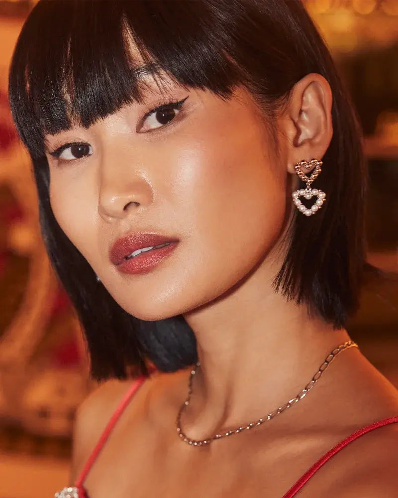 Ashton Heart Drop Earrings - Model View