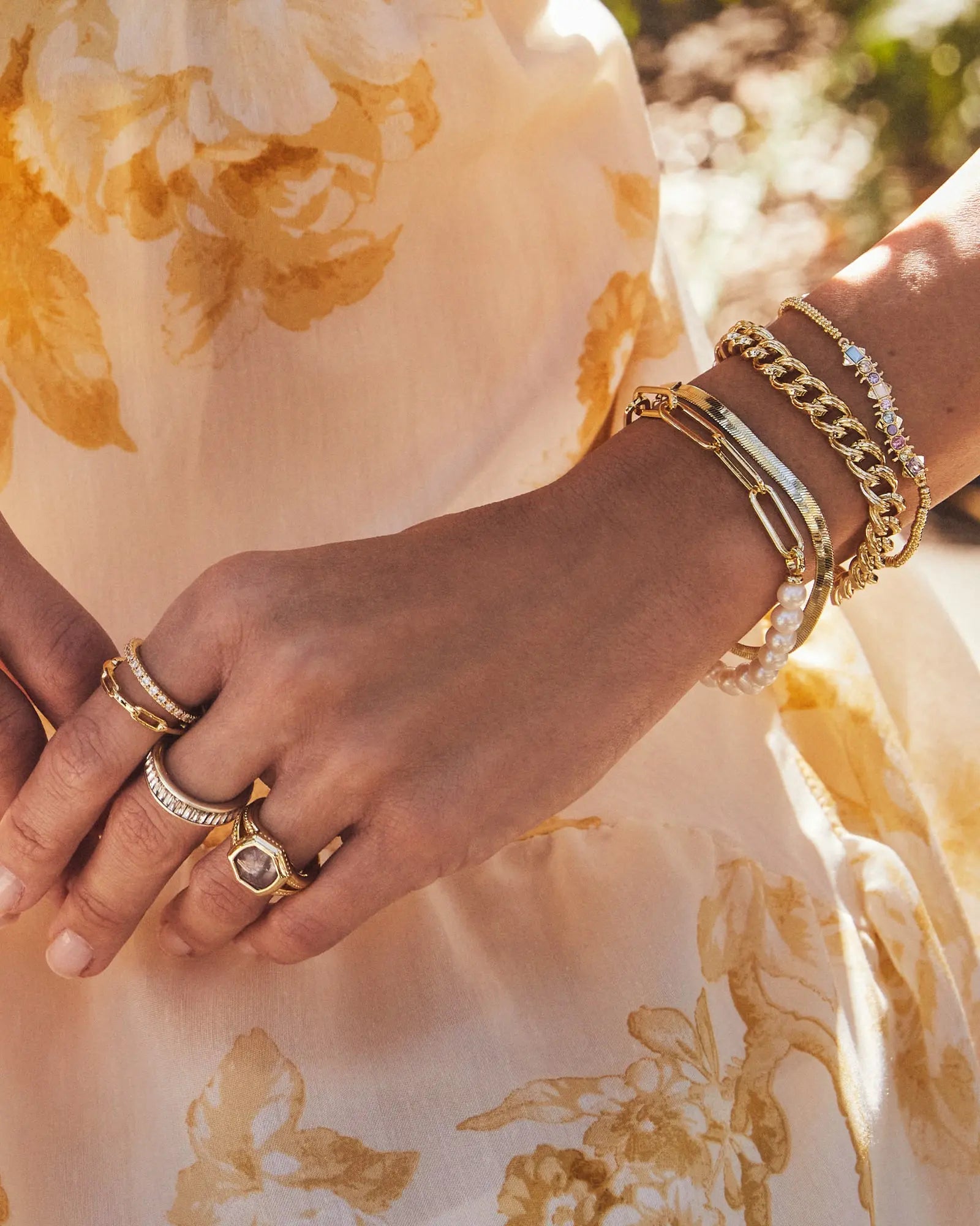 Ashton Half Chain Bracelet Rhodium - White Pearl