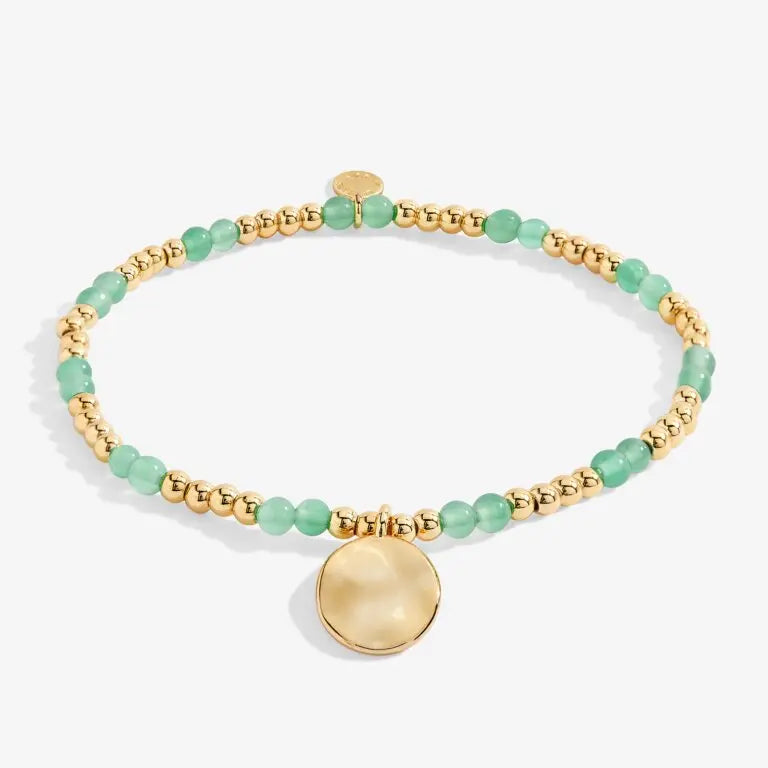 A Little Birthstone August Aventurine - Gold Bracelet Front View