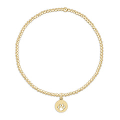 egirl Classic Gold 2mm Bead Bracelet - Paw Print Small Gold Disc