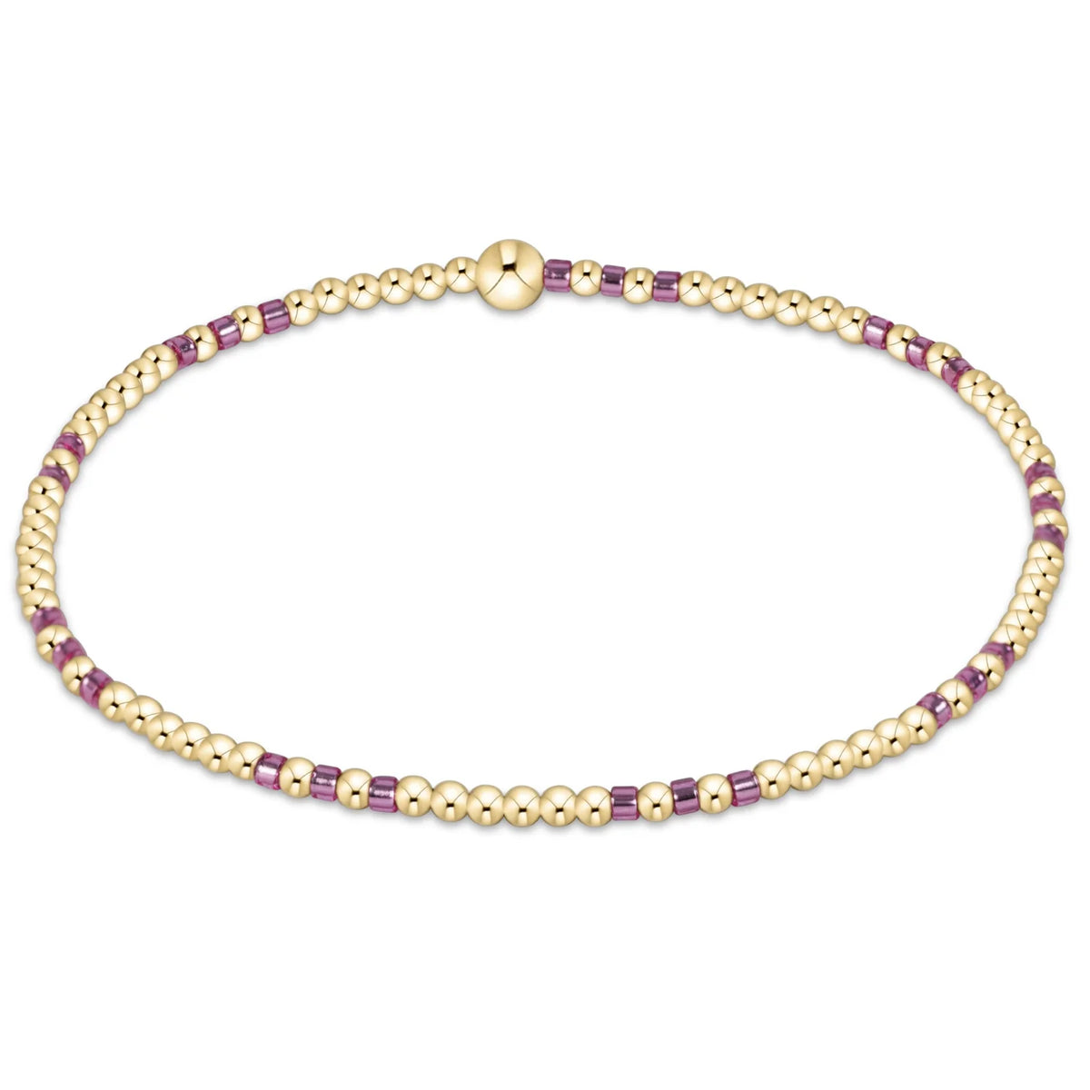 Hope Joy Pattern 2mm Bead Bracelet - Pink Metallic