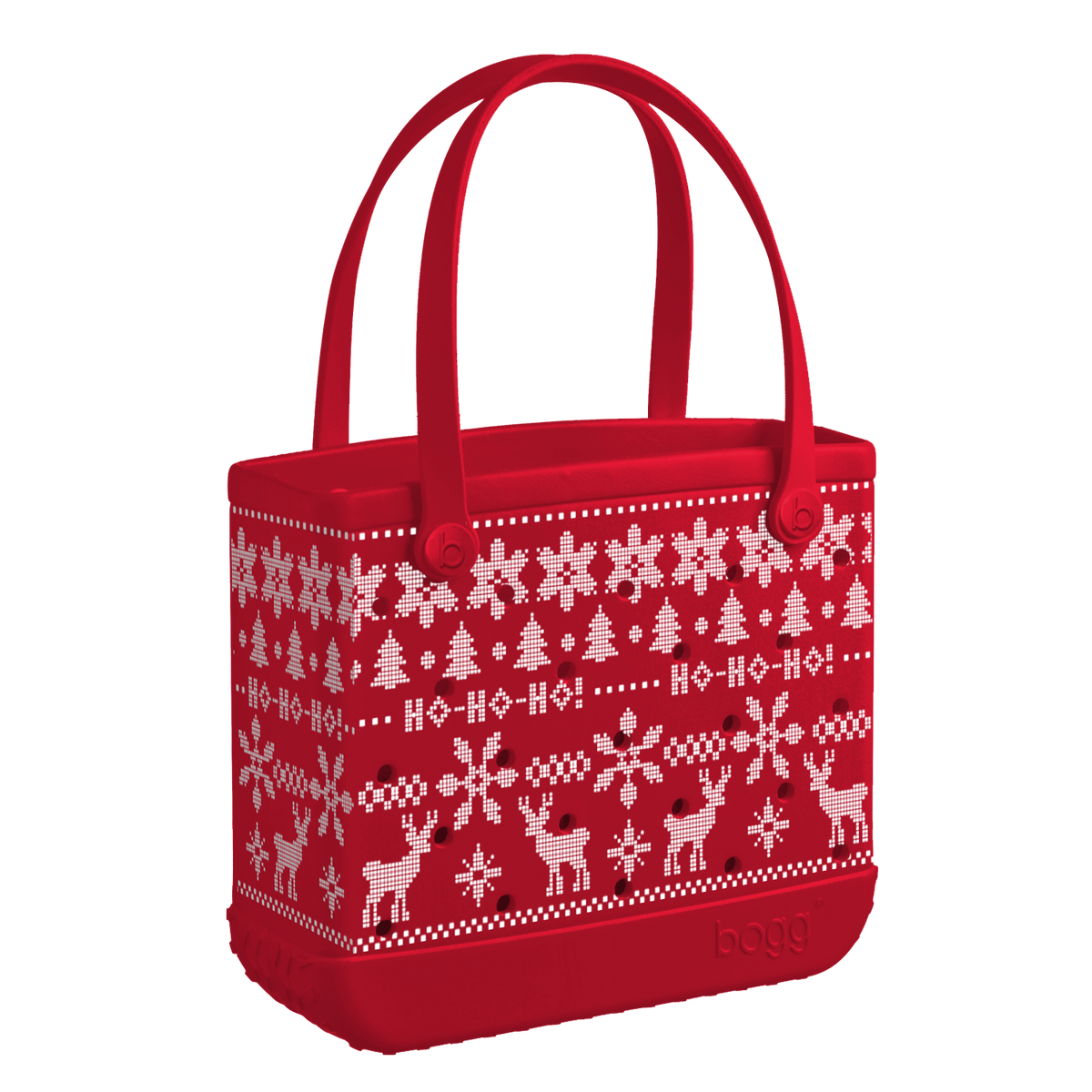 Christmas themed Red Ugly Sweater Baby Bogg Bag.