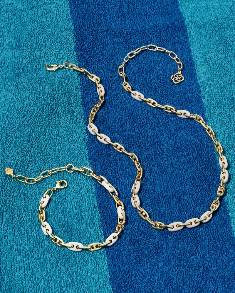 Bailey Chain Necklace Gold - White Mix