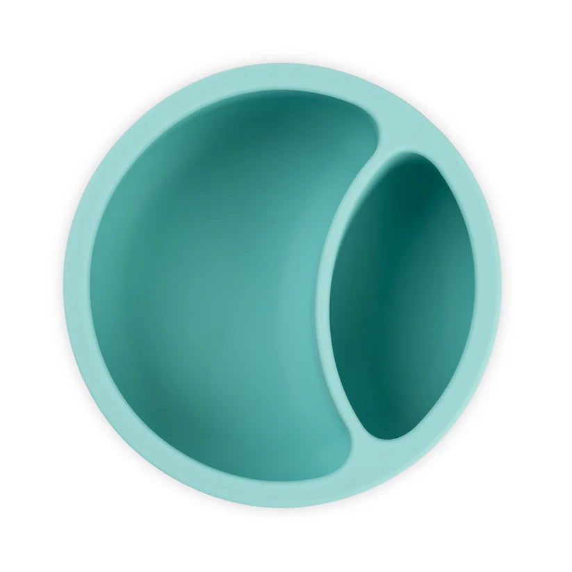 A Bella Tunno Wonder Bowl for kids in the color blue that reads, "Hello Food I Love You." 