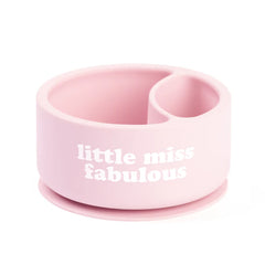 A Bella Tunno Wonder Bowl for kids in the color pink that reads, "little miss fabulous." 