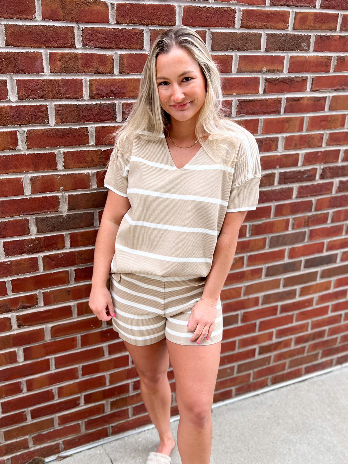 Bennett Striped Knit V-Neck Top