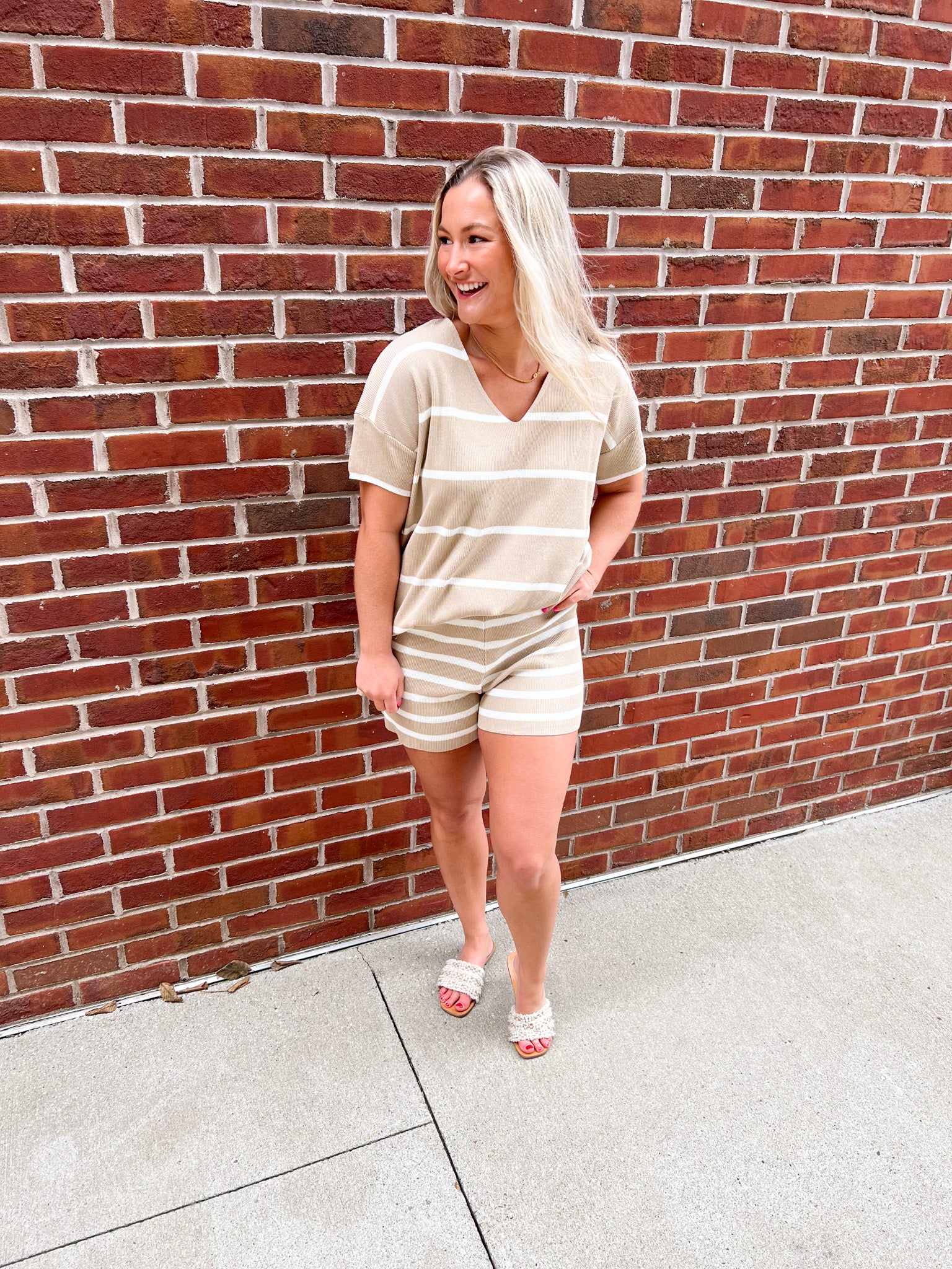 Bennett Striped Knit V-Neck Top