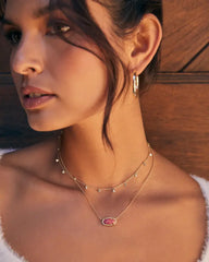 Elisa Pendant Necklace Gold - Berry Kyocera Opal Model View