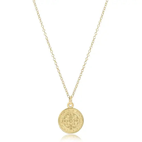 16" Necklace Gold - Blessing Gold Disc Front View