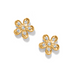 Gold flower post earrings with 5 fine quality crystals inside.