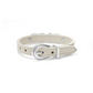 A white leather bracelet with silver finish from Brighton Designs.