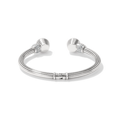 Meridian Aurora Petite Hinge Bangle Bracelet with Blue charms.