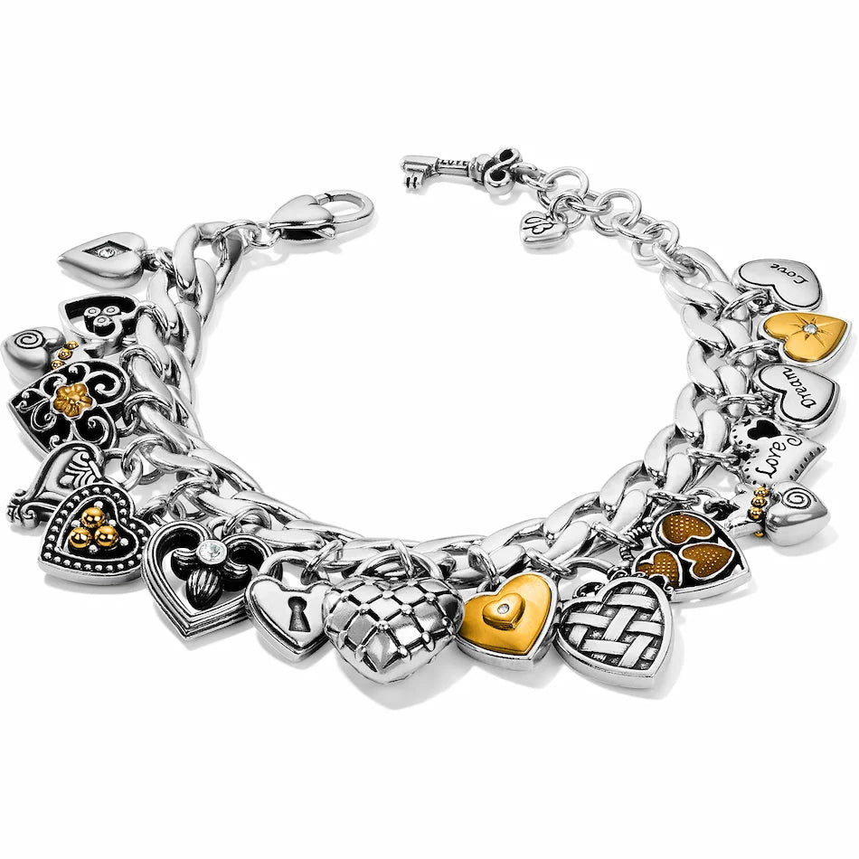 Brighton One Heart Charm Bracelet - Silver - Gold