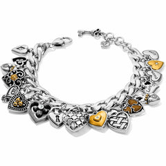 Brighton One Heart Charm Bracelet - Silver - Gold