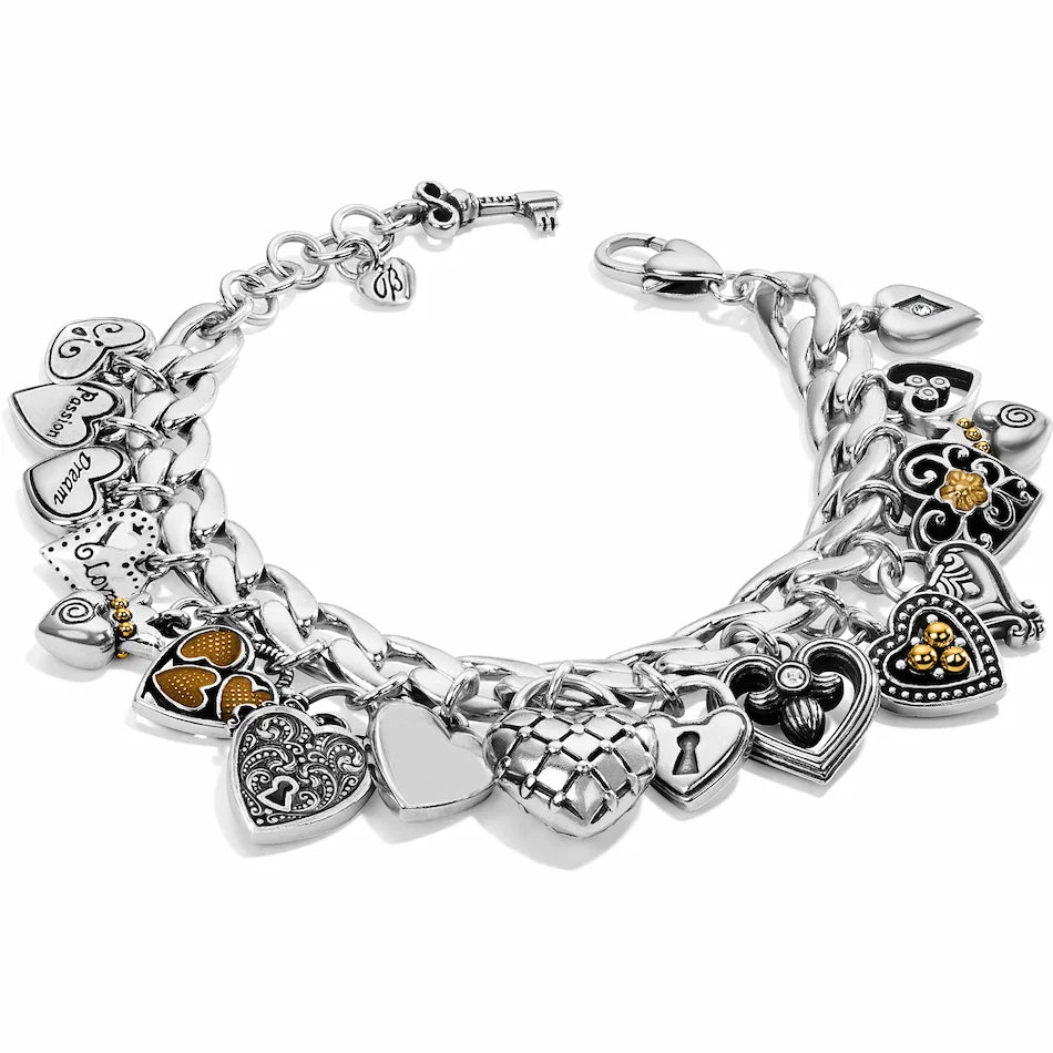 Brighton One Heart Charm Bracelet - Silver - Gold