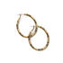 Gold earrings from Brighton Designs. The earrings feature a black symbol all around them.