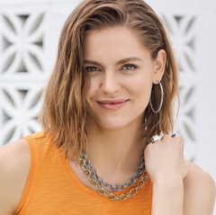 Pebble Link Two Tone Necklace