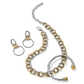 Pebble Link Two Tone Post Drop Earrings