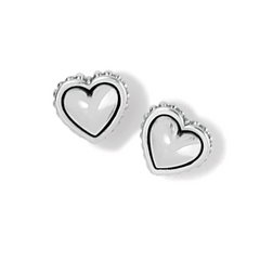 Pretty Tough Petite Heart Post Earrings in the color silver. The earrings are in the shape of a heart.