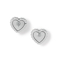 Pretty Tough Petite Heart Post Earrings in the color silver. The earrings are in the shape of a heart.