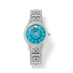 Santa Fe Watch in silver with a blue interior. From the brand Brighton.