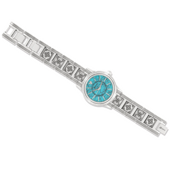 Santa Fe Watch in silver with a blue interior. From the brand Brighton.