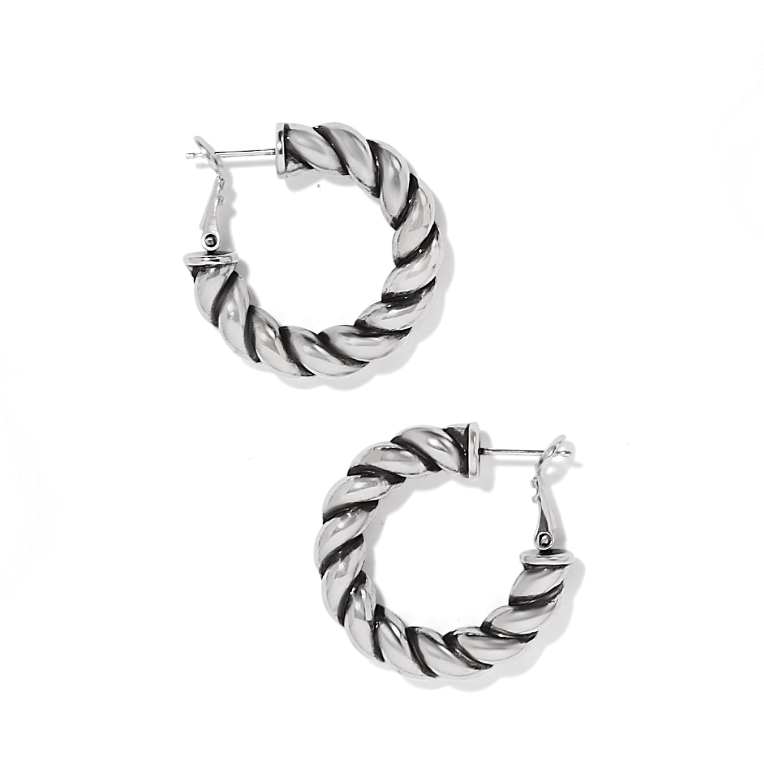 Brighton Interlok Twist Medium Leverback Hoop Earrings