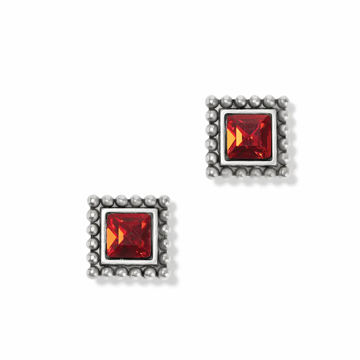 Sparkle Square Red Mini Post Earrings