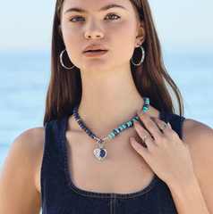 Token Charm Lapis Turquoise Necklace