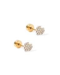 Lily Co Screwback Stud earrings in round with diamonds.