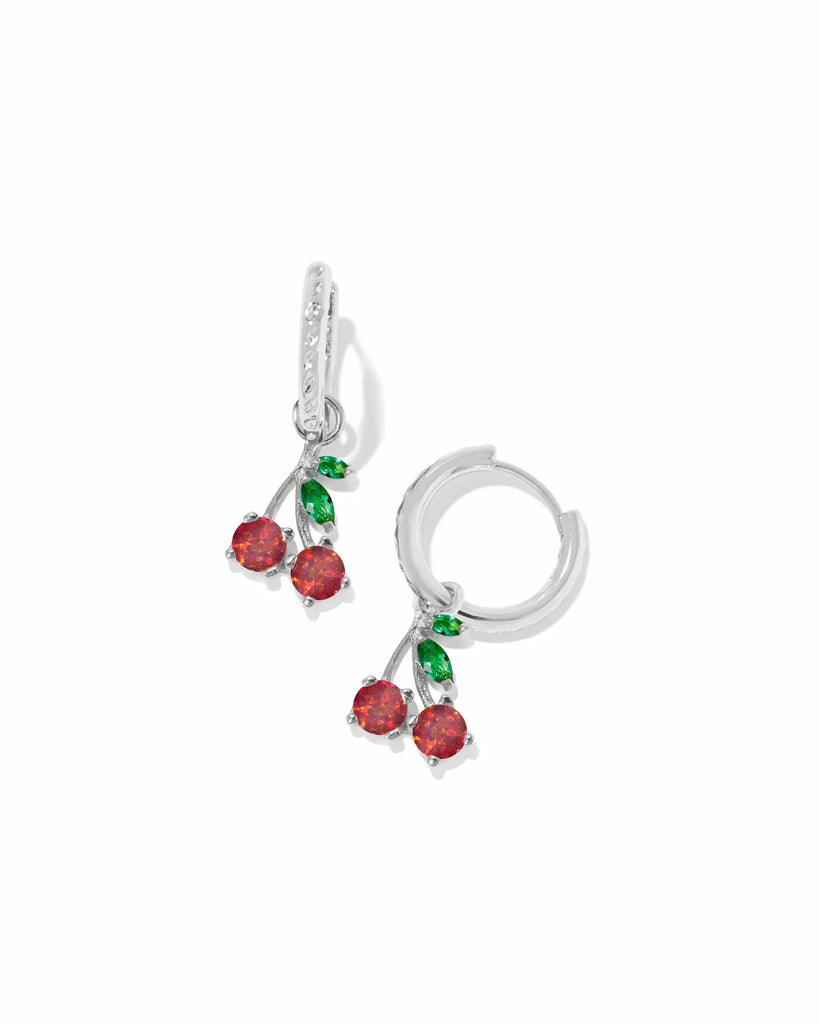 CHERRY-HUGGIE-EARRINGS-SILVER- CHERRY-HUGGIE-EARRINGS-SILVER-