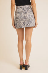 Leopard Suede Mini Skirt