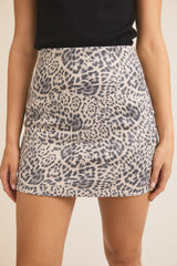 Leopard Suede Mini Skirt