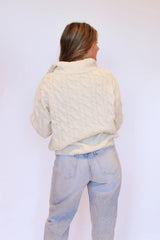 Cable Knit Zip Up Sweater Back View