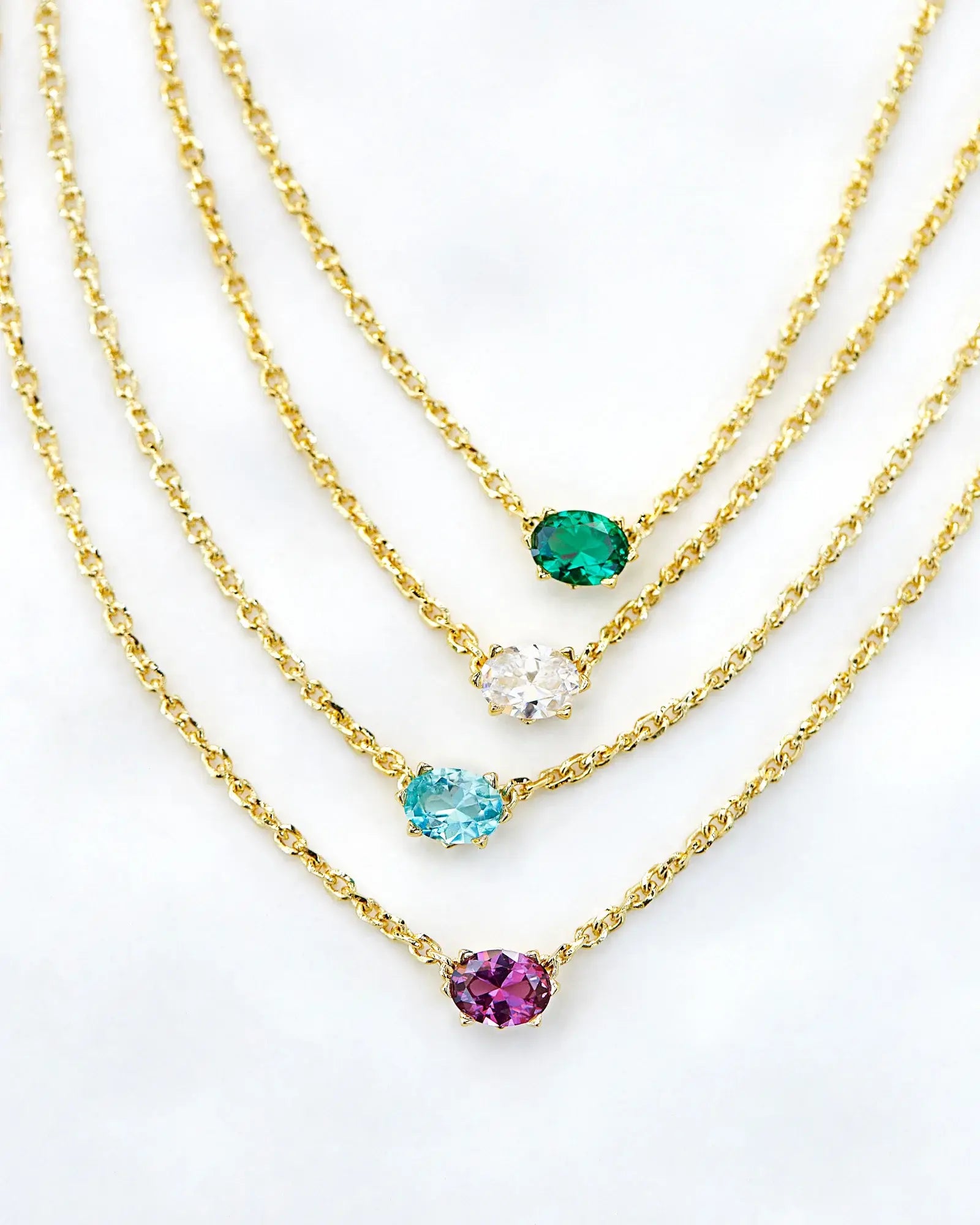 Cailin Crystal Pendant Necklace In Gold Aqua Crystal