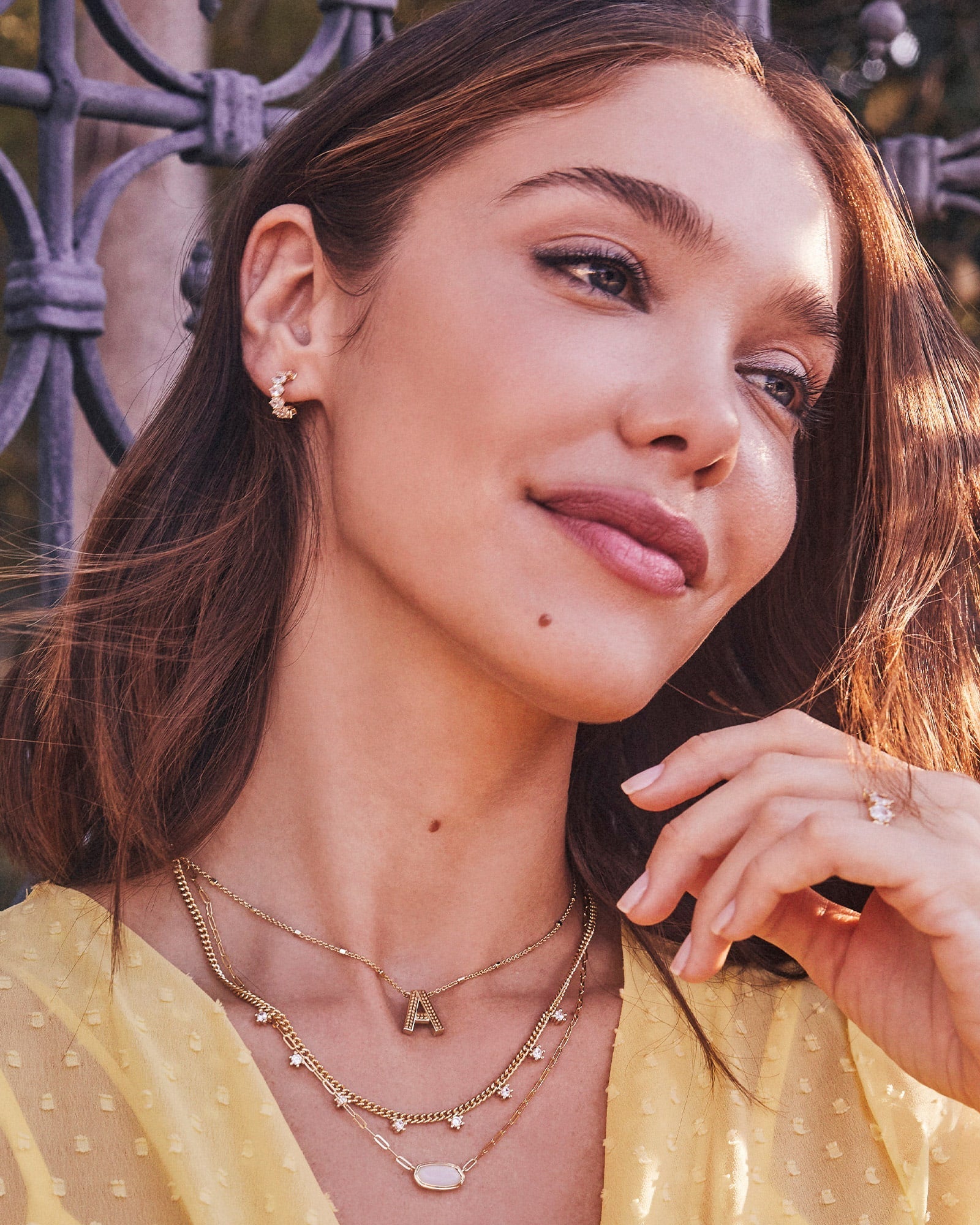 Kendra Scott Cailin Crystal Huggie Earrings Gold Metal