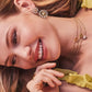Cailin Crystal Pendant Necklace in Gold - Ivory Mother of Pearl Model View