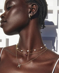 Cailin Crystal Pendant Necklace - Gold Purple Crystal Model View