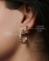 Cailin Crystal Hoop Earrings Rhodium Metal White Size View