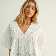 Chloe Eyelet Ruffled Blouse