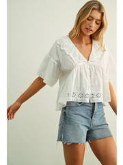 Chloe Eyelet Ruffled Blouse