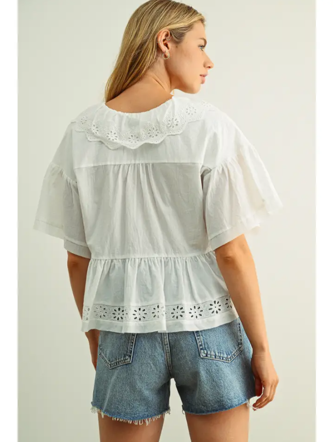 Chloe Eyelet Ruffled Blouse