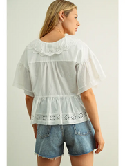 Chloe Eyelet Ruffled Blouse