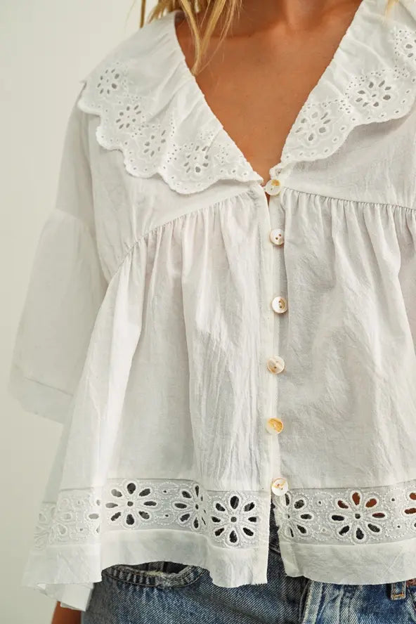 Chloe Eyelet Ruffled Blouse