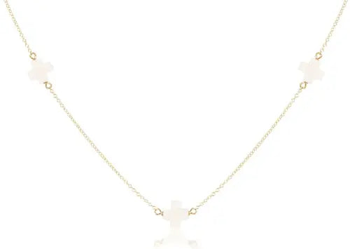 15" Choker Simplicity Chain Gold - Signature Cross Off-White Front View