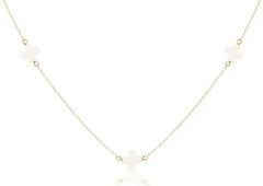 15" Choker Simplicity Chain Gold - Signature Cross Off-White Front View